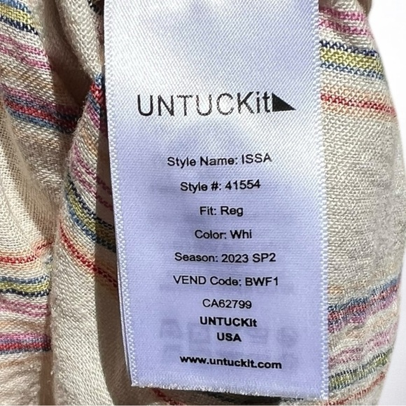 🌻NEW UNTUCKit Linen Blend Tie-Front Issa Shirt Size 16 - Picture 10 of 11